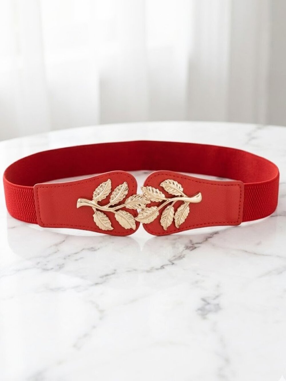 Female Floral Fashion Belt - Red - 26 Inches